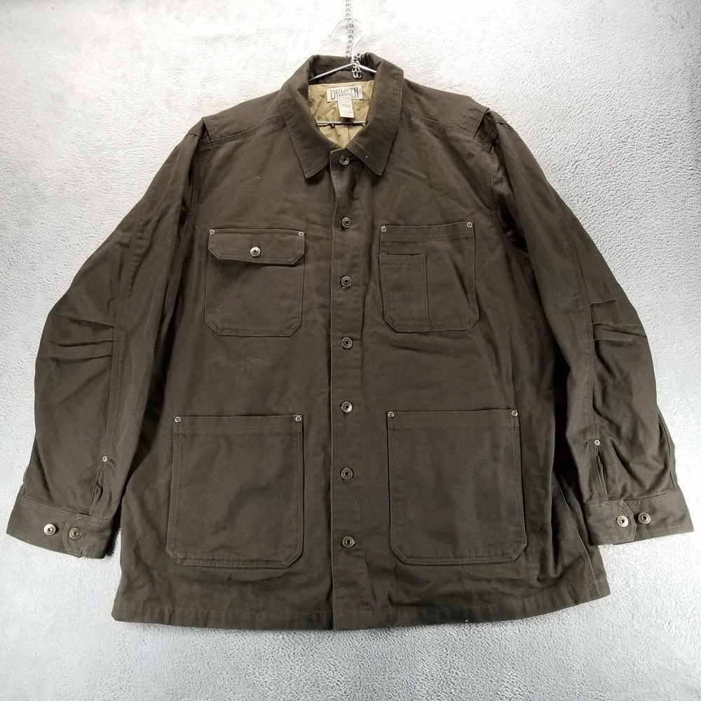 Duluth Trading Military Jacket Mens 2XLT Brown Canvas Utility Workwear Lined